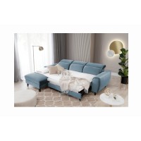Canapé d'angle convertible bleu angle gauche 4 places FABLE 