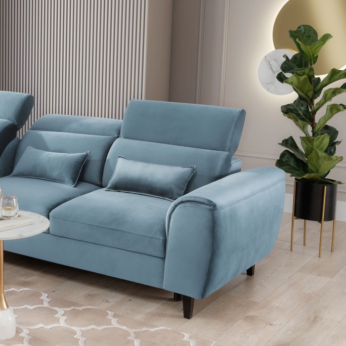 Canapé d'angle convertible bleu angle gauche 4 places FABLE 