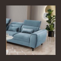 Canapé d'angle convertible bleu angle gauche 4 places FABLE 