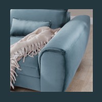 Canapé d'angle convertible bleu angle gauche 4 places FABLE 