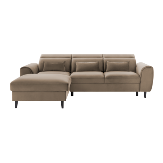 Canapé d'angle convertible marron angle gauche 4 places FABLE 