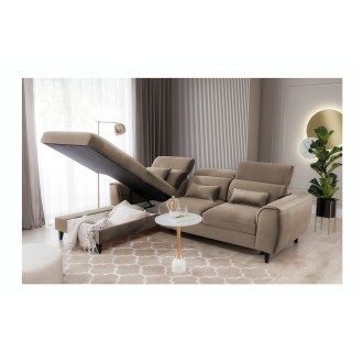 Canapé d'angle convertible marron angle gauche 4 places FABLE 