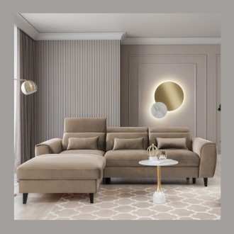 Canapé d'angle convertible marron angle gauche 4 places FABLE 