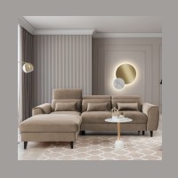 Canapé d'angle convertible marron angle gauche 4 places FABLE 