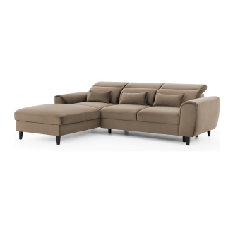 Canapé d'angle convertible marron angle gauche 4 places FABLE 
