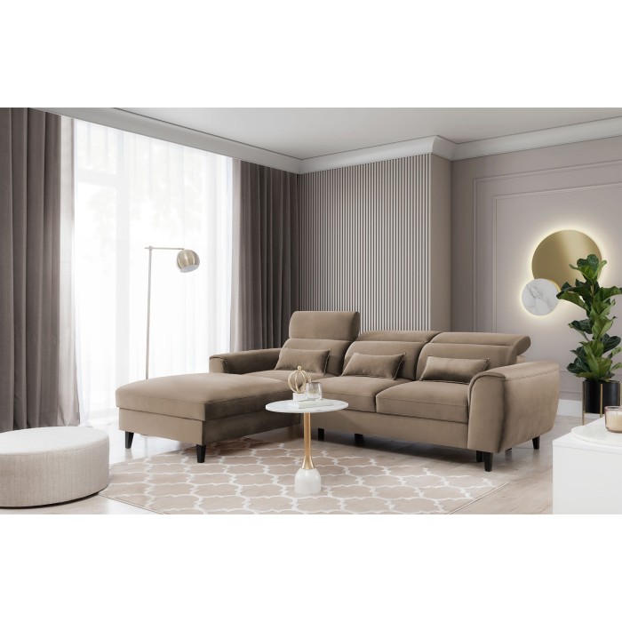 Canapé d'angle convertible marron angle gauche 4 places FABLE 