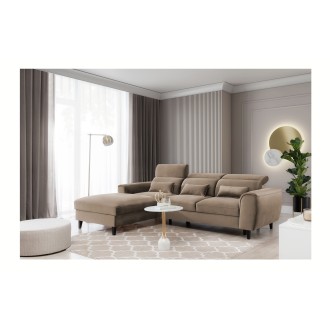 Canapé d'angle convertible marron angle gauche 4 places FABLE 