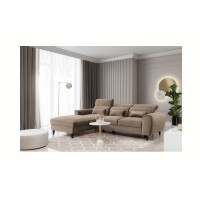 Canapé d'angle convertible marron angle gauche 4 places FABLE 