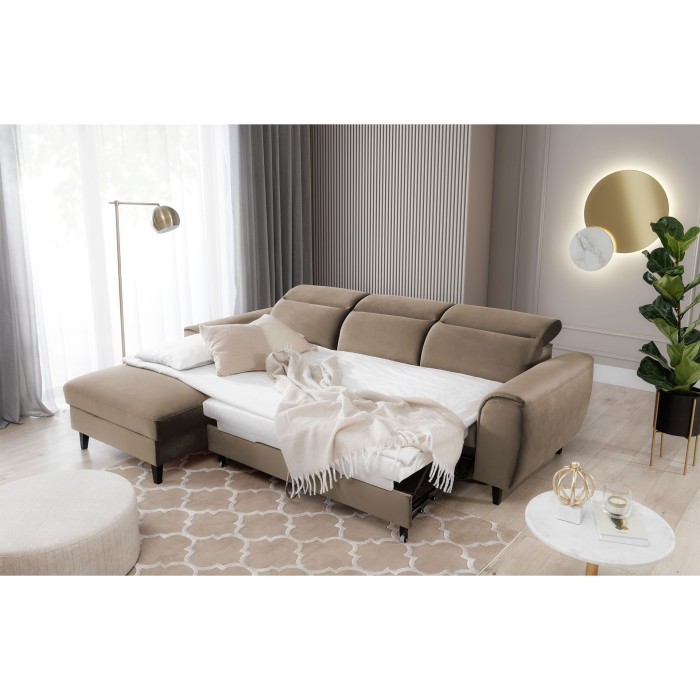 Canapé d'angle convertible marron angle gauche 4 places FABLE 