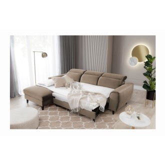 Canapé d'angle convertible marron angle gauche 4 places FABLE 