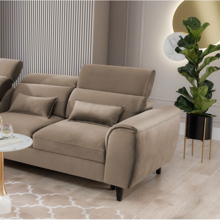 Canapé d'angle convertible marron angle gauche 4 places FABLE 