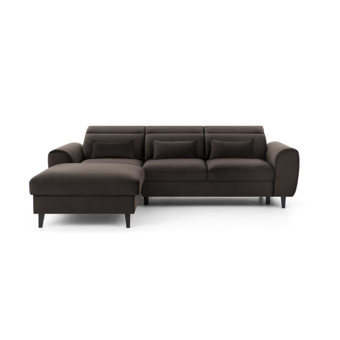 Canapé d'angle convertible chocolat angle gauche 4 places FABLE 