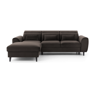 Canapé d'angle convertible chocolat angle gauche 4 places FABLE 