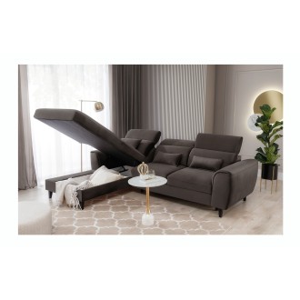 Canapé d'angle convertible chocolat angle gauche 4 places FABLE 