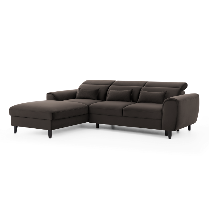 Canapé d'angle convertible chocolat angle gauche 4 places FABLE 