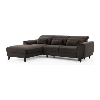 Canapé d'angle convertible chocolat angle gauche 4 places FABLE 