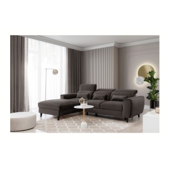 Canapé d'angle convertible chocolat angle gauche 4 places FABLE 