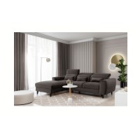 Canapé d'angle convertible chocolat angle gauche 4 places FABLE 