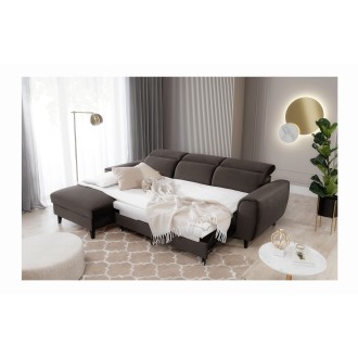 Canapé d'angle convertible chocolat angle gauche 4 places FABLE 