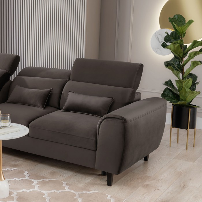 Canapé d'angle convertible chocolat angle gauche 4 places FABLE 