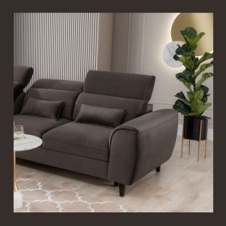 Canapé d'angle convertible chocolat angle gauche 4 places FABLE 