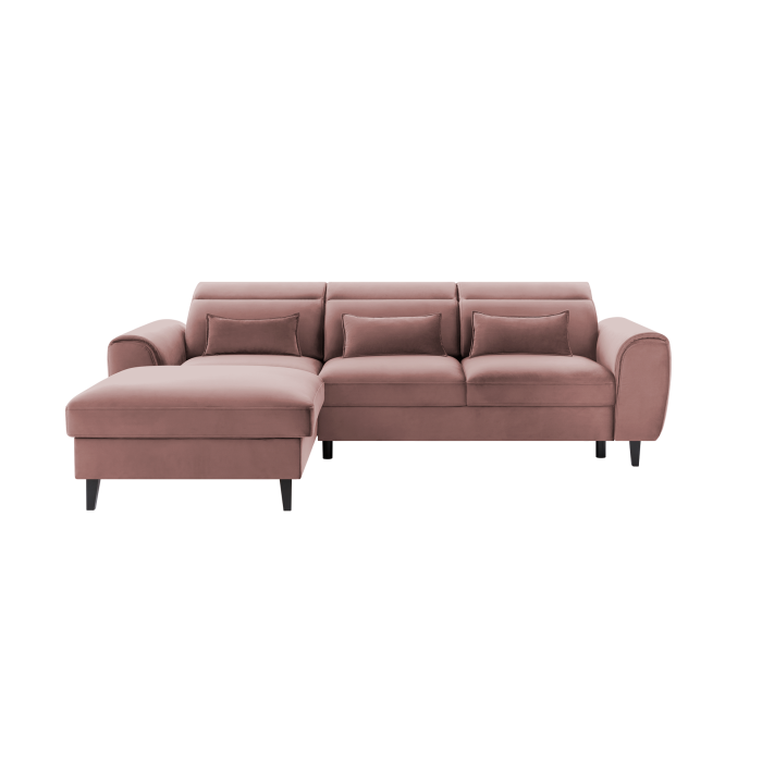 Canapé d'angle convertible rose angle gauche 4 places FABLE 
