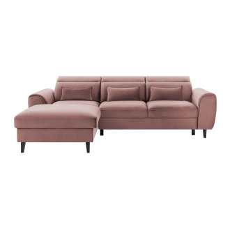 Canapé d'angle convertible rose angle gauche 4 places FABLE 