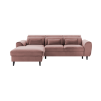 Canapé d'angle convertible rose angle gauche 4 places FABLE 