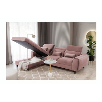 Canapé d'angle convertible rose angle gauche 4 places FABLE 