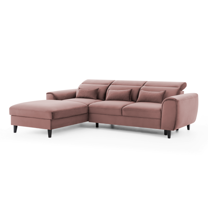 Canapé d'angle convertible rose angle gauche 4 places FABLE 