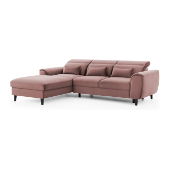Canapé d'angle convertible rose angle gauche 4 places FABLE 