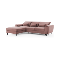 Canapé d'angle convertible rose angle gauche 4 places FABLE 