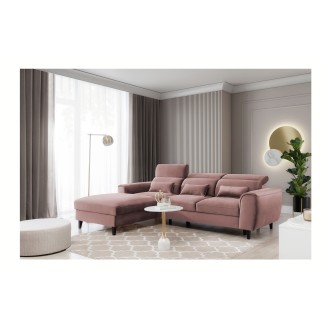 Canapé d'angle convertible rose angle gauche 4 places FABLE 