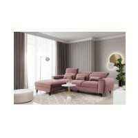 Canapé d'angle convertible rose angle gauche 4 places FABLE 