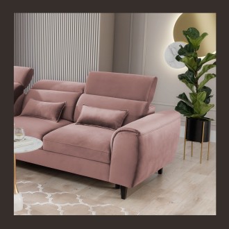 Canapé d'angle convertible rose angle gauche 4 places FABLE 