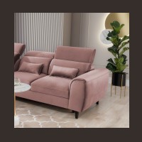 Canapé d'angle convertible rose angle gauche 4 places FABLE 
