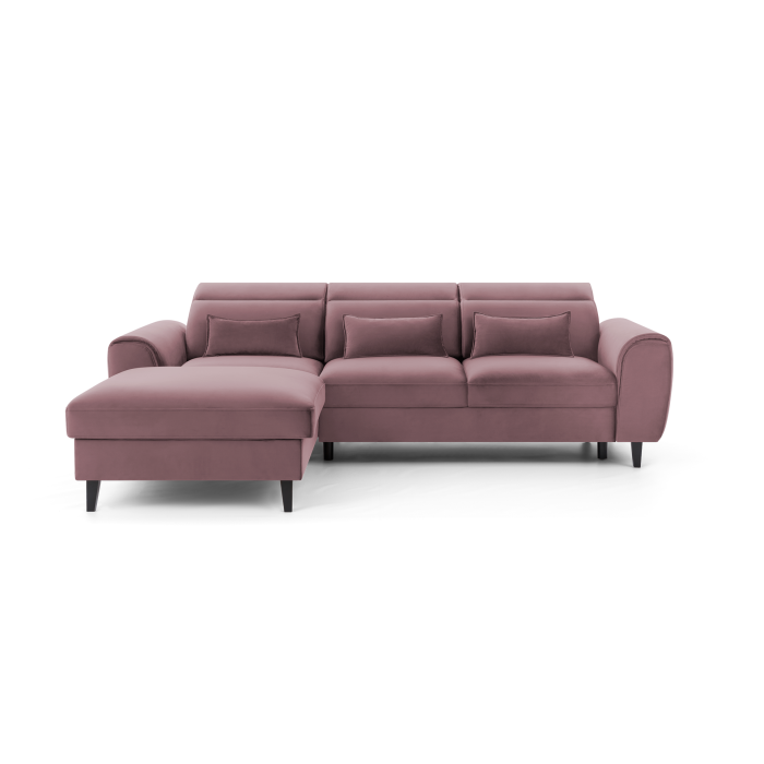 Canapé d'angle convertible rose foncé angle gauche 4 places FABLE 