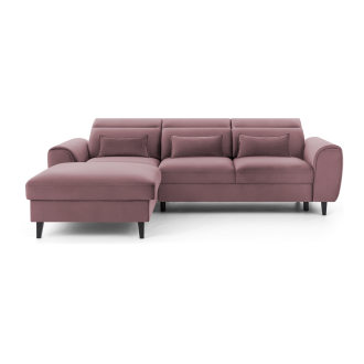 Canapé d'angle convertible rose foncé angle gauche 4 places FABLE 