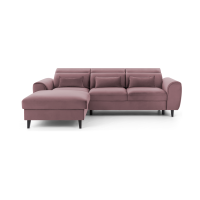 Canapé d'angle convertible rose foncé angle gauche 4 places FABLE 