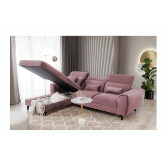 Canapé d'angle convertible rose foncé angle gauche 4 places FABLE 