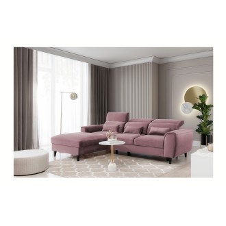 Canapé d'angle convertible rose foncé angle gauche 4 places FABLE 