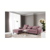 Canapé d'angle convertible rose foncé angle gauche 4 places FABLE 