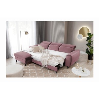 Canapé d'angle convertible rose foncé angle gauche 4 places FABLE 