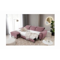 Canapé d'angle convertible rose foncé angle gauche 4 places FABLE 
