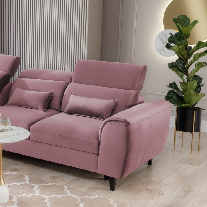 Canapé d'angle convertible rose foncé angle gauche 4 places FABLE 