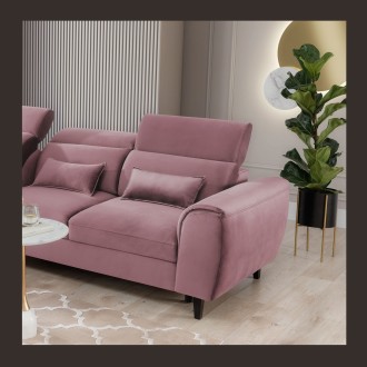 Canapé d'angle convertible rose foncé angle gauche 4 places FABLE 