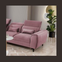 Canapé d'angle convertible rose foncé angle gauche 4 places FABLE 
