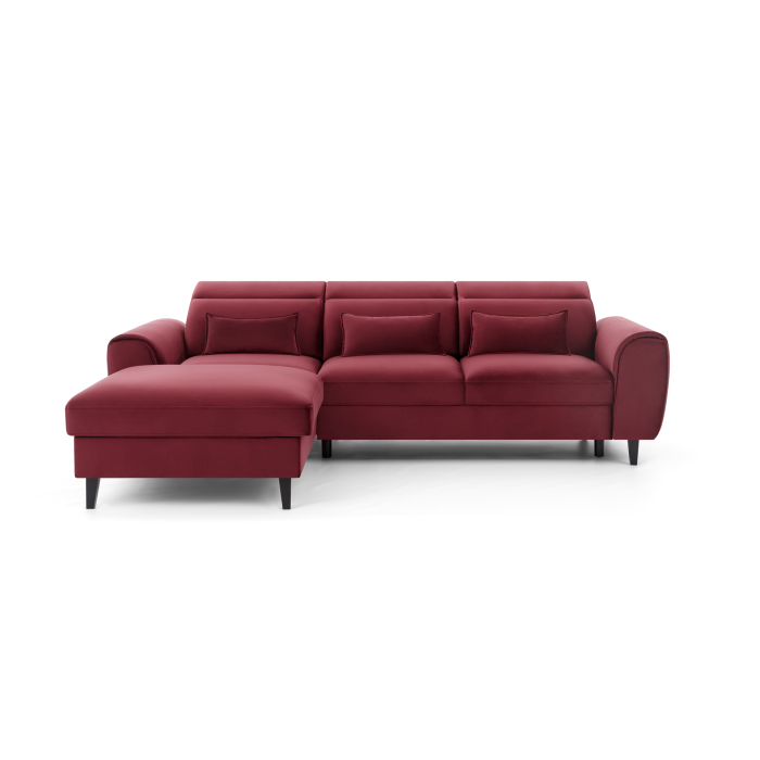 Canapé d'angle convertible rouge angle gauche 4 places FABLE 