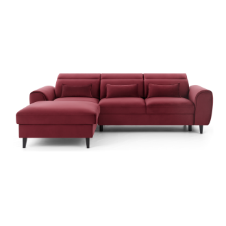 Canapé d'angle convertible rouge angle gauche 4 places FABLE 