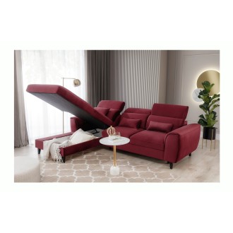 Canapé d'angle convertible rouge angle gauche 4 places FABLE 